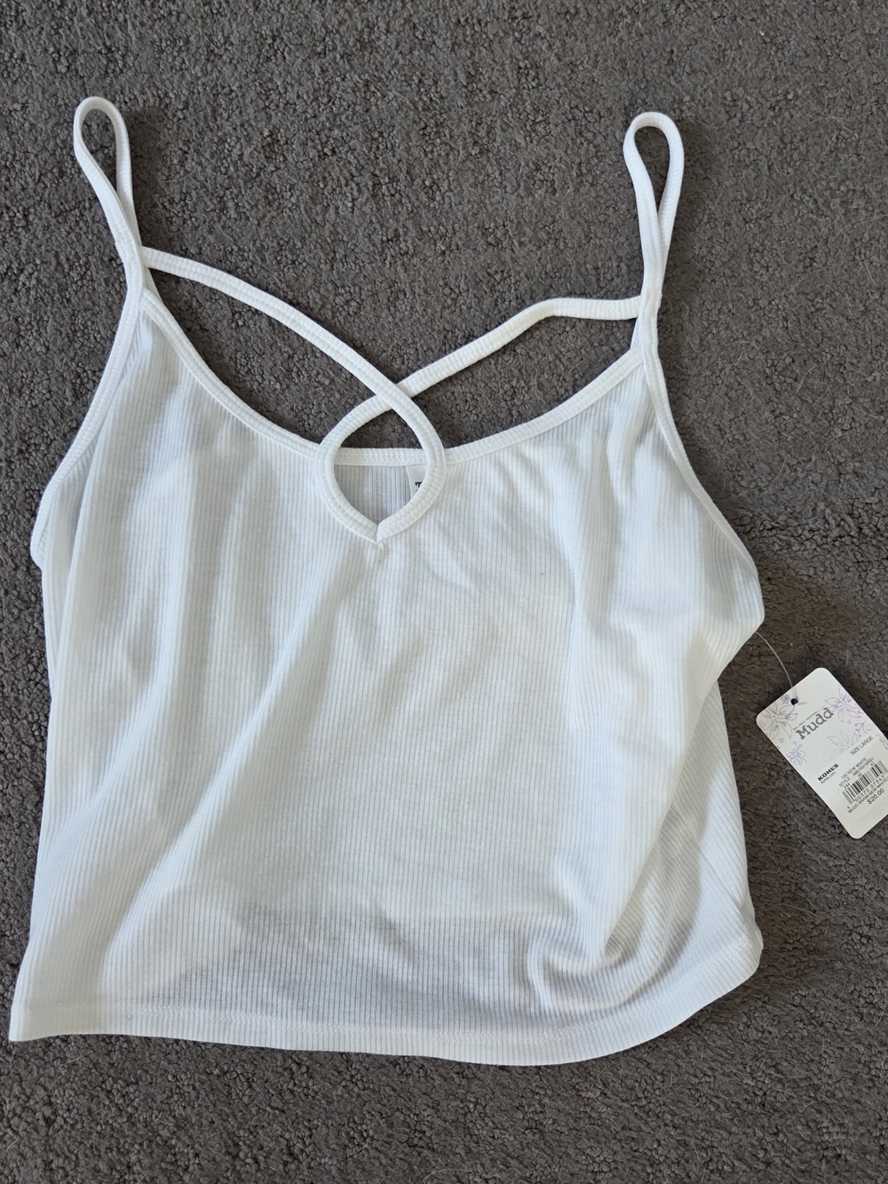 Mudd White Ribbed Cross-Strap Cami